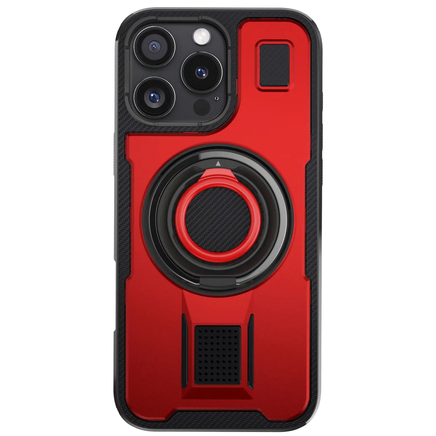 For iPhone 16 16 Plus 16 Pro 16 Pro Max Hybrid Shockproof Case with Double Ring Kickstand Rugged Hard Slim Thin Cover Red