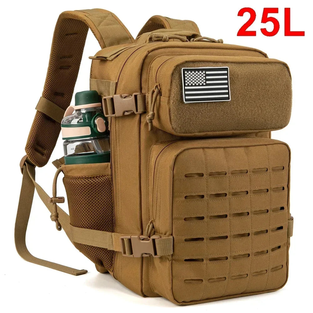 25L/45L Tactical Backpack for Women/men Outdoor Hiking Laser Cut Molle Daypack School Bag Gym Rucksack with Dual Cup Holder