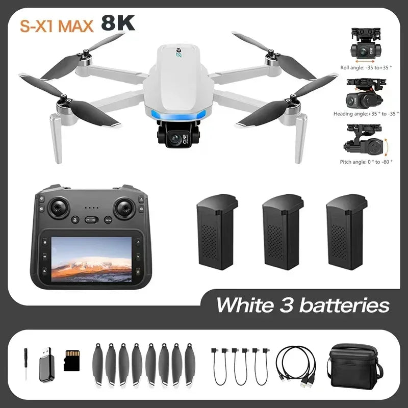 For Xiaomi S-X1 GPS Drone 8K HD professional camera Three-axis gimbal WIFI UAV Obstacle Avoidance Quadcopter Brushless Toy Gift