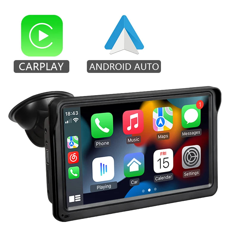 Hippcron 7 Inch Car Radio Multimedia Video Player Wireless Carplay Wireless Android Auto Portable Universal Touch Screen