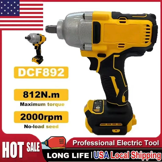 Fit Dewalt DCF892 812N.m Brushless Electric Wrench 1/2 Inch Cordless Impact Driver High Torque Three Speed Auto Repair Tools
