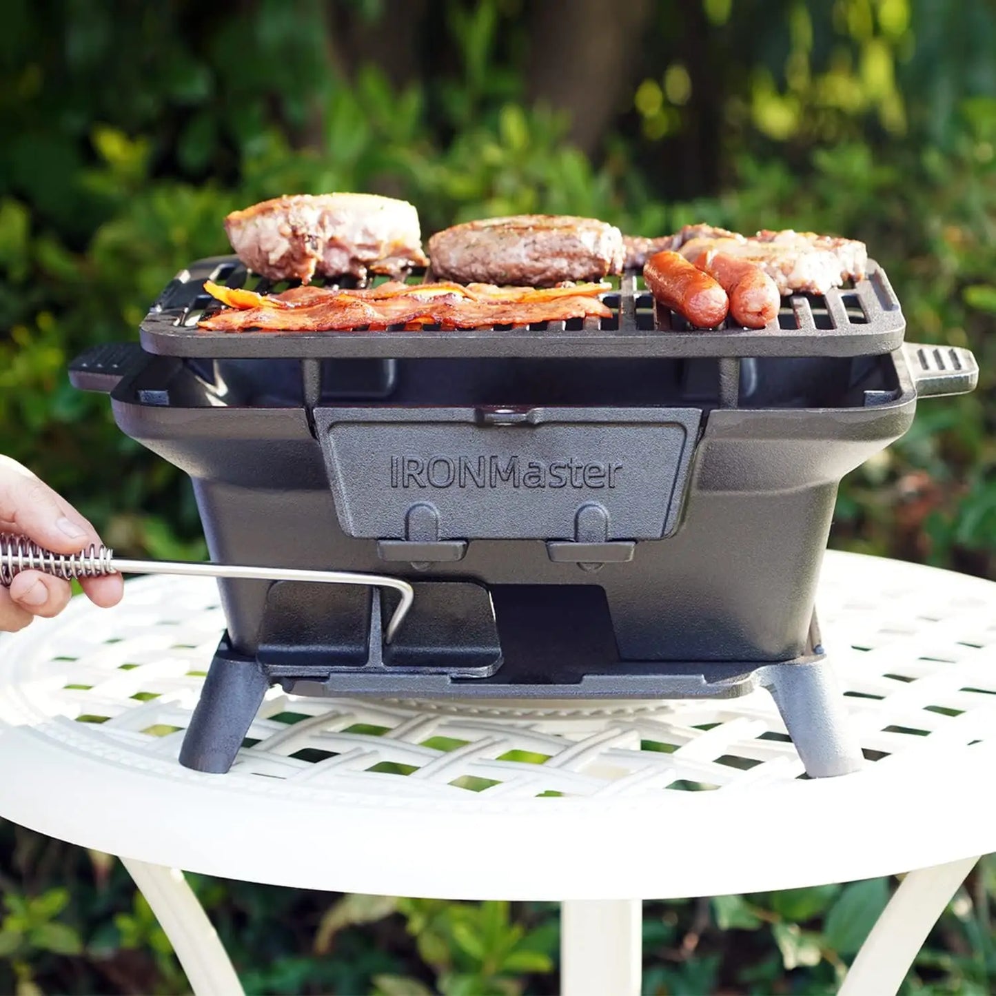 Hibachi Grill Outdoor Small Portable Charcoal Grill 100 Percent Pre Seasoned Cast Iron Japanese Yakitori Camping Grill Two Heights