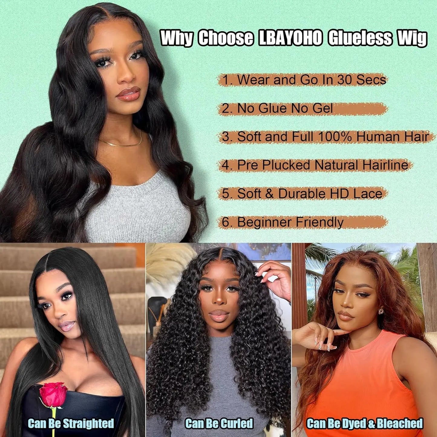 Wear Go Glueless Wig Body Wave Human Hair Wigs 30 Inch 32 Inch 6x4 5x5 HD Lace Closure Wig Pre Plucked Pre Cut Brazilian Hair