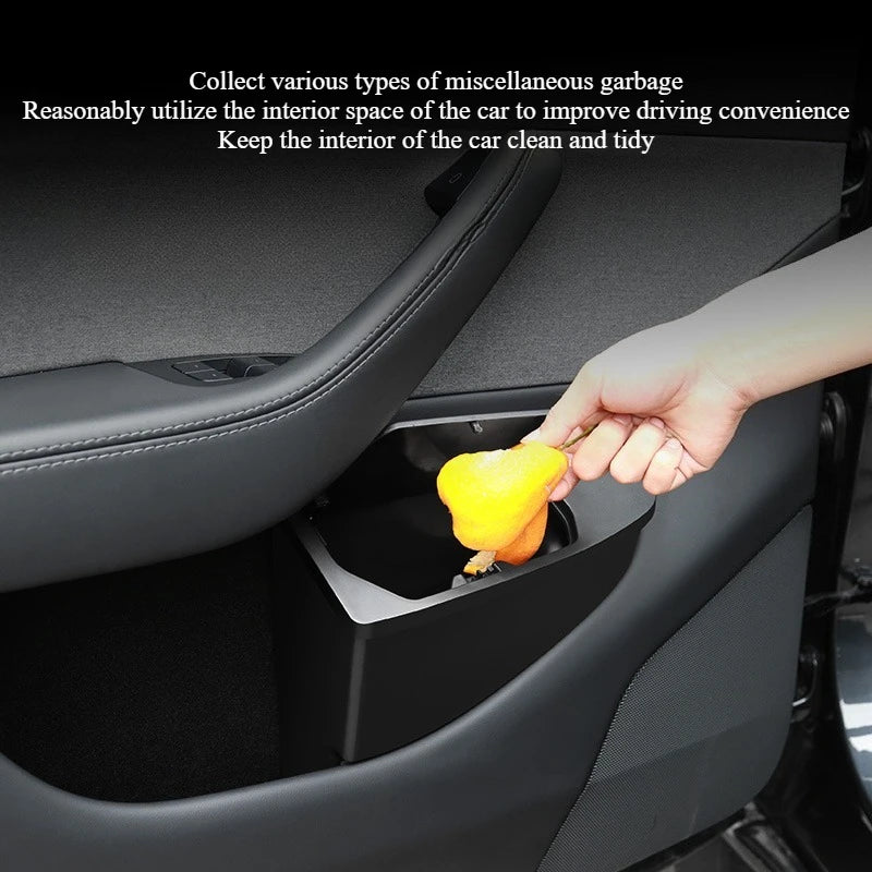 Front Door Storage Trash Can for Tesla Model Y Juniper 2025 Multi Functional Car Door Storage Box Accessories