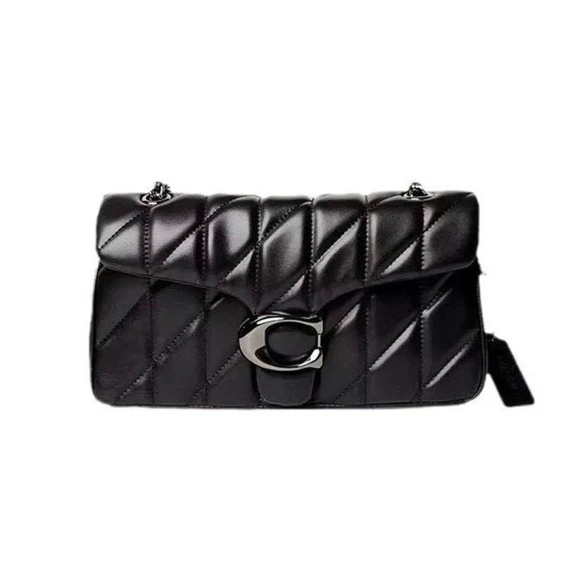 High Version Women's Sheepskin Striped Messenger Bag Luxury Leather Diaper Bag