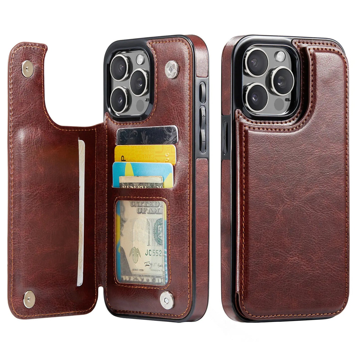 Wallet Card Holder Case for iPhone 16 15 14 13 12 11 Pro Max XS XR Leather Cover