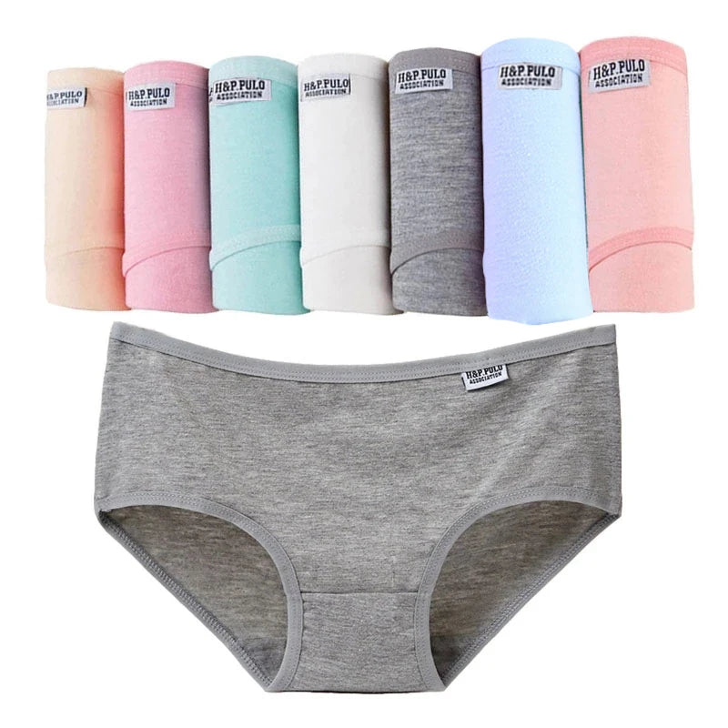 7 Pcs Lot Plus Size Women's Cotton Briefs Sexy Lingerie Shorts Solid Underwear M-4XL
