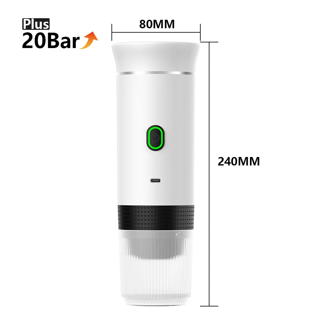 Wireless Electric Portable Espresso Coffee Machine for Car and Home Camping 3-in-1 Capsule Powder Travel Coffee Maker