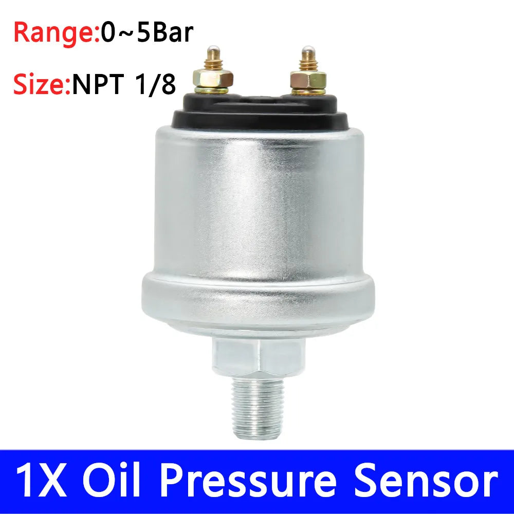 HD Mechanical Oil Pressure Sensor NPT1/8 M10X1 Thread 0-5 Bar 0-10 Bar 52mm Oil Pressure Gauge 9-32V