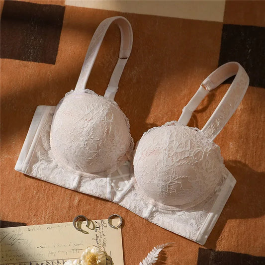 Lace Sexy Hot Bra Woman's Thin Top Up Bra Push-up Big Chest Revealing Small Bra Underwear 70-100 B C D E SWD9097