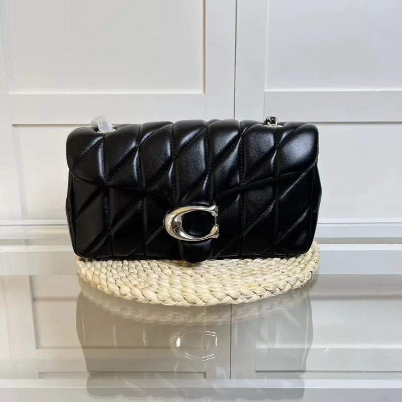 High Version Women's Sheepskin Striped Messenger Bag Luxury Leather Diaper Bag