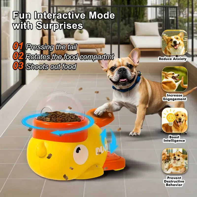 Yellow Duck Shaped Interactive Dog Treat Dispenser Durable Plastic Training Toy Puzzle Slow Feeder Dog Entertainment Toy