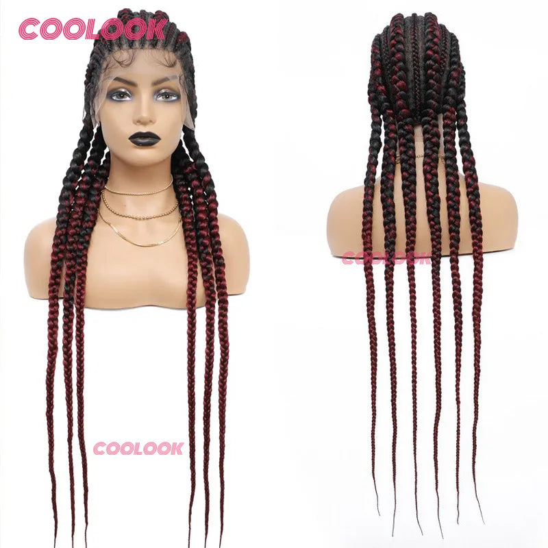 360 Full Lace Cornrow Braided Wigs For Black Women Synthetic Knotless 20 Inch Glueless Braided Wig With Baby Hair