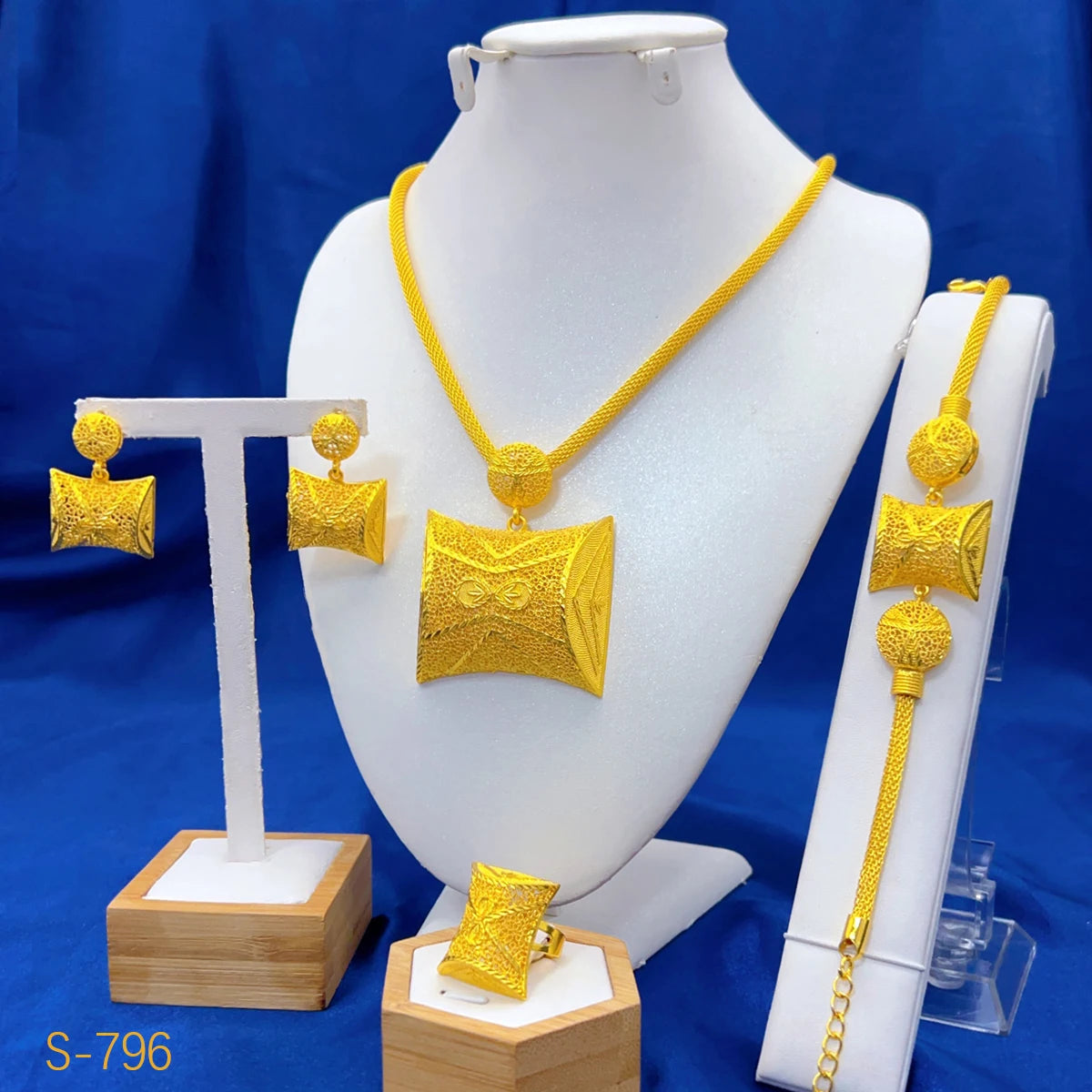Dubai Luxury Irregular Necklace And Earrings Sets For Women Ethiopian Indian Bridal 24k Gold Color Jewelry Set Wedding