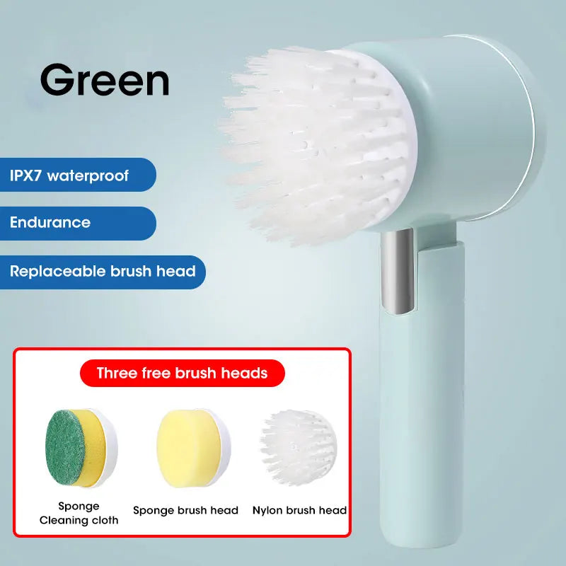 Electric Spin Scrubber Bathroom Cordless Cleaning Brush with 5 Replaceable Brush Heads