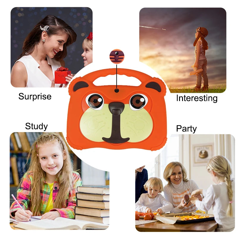 ZZB 7 inch Android Kids Learning Tablet 3000mah 16GB Quad Core Android10 With tablet protective sleeve and tablet tempered film