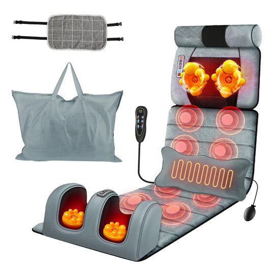 Foldable Electric Massage Mat with Heat Timer Adjustable Vibration Massage Pad for Back, Neck, Foot for Home Office Use