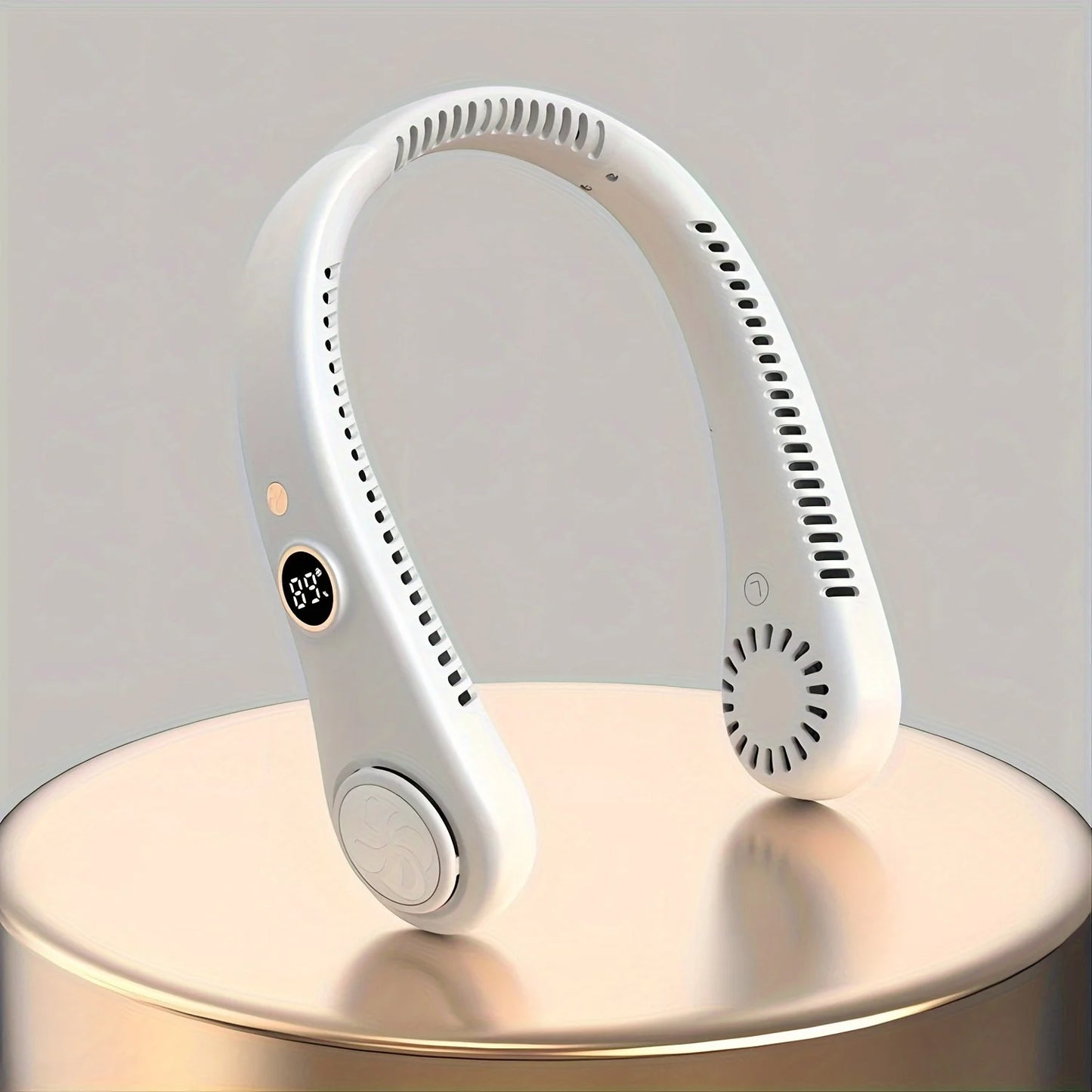 Portable Rechargeable Bladeless Neck Fan 360 Degree Cooling Wearable Personal Fan for Travel and Outdoor Sports with Digital Display