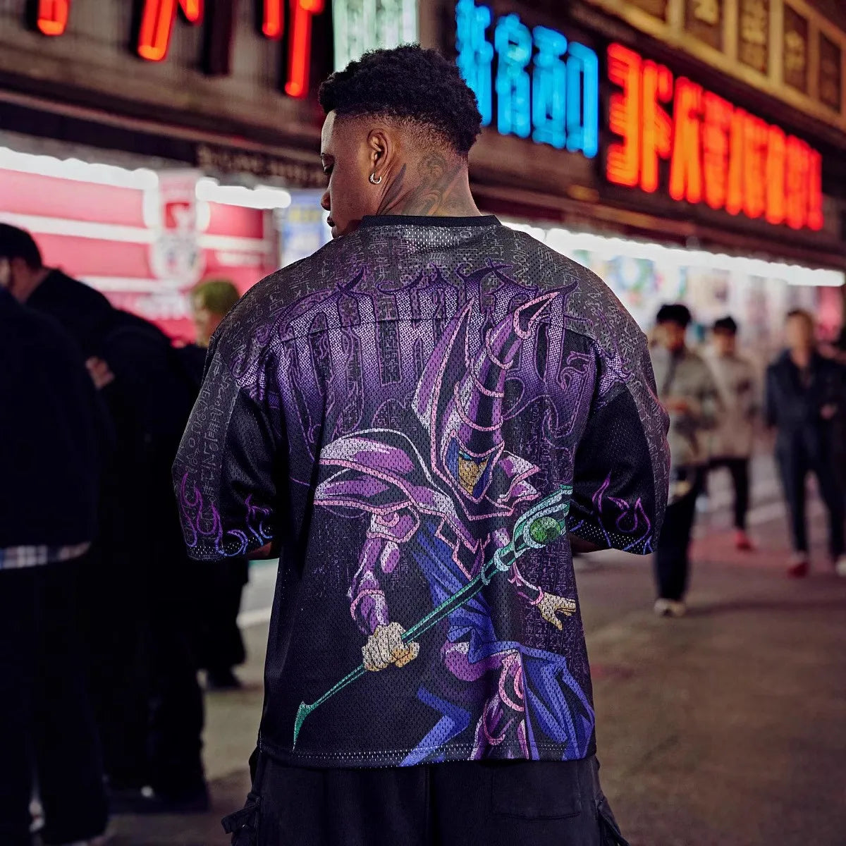 YA Trendy Brand Oversized T Shirt Street Leisure Quick Drying Breathable Large Mesh Animation Graphic Tee Short Sleeve Top