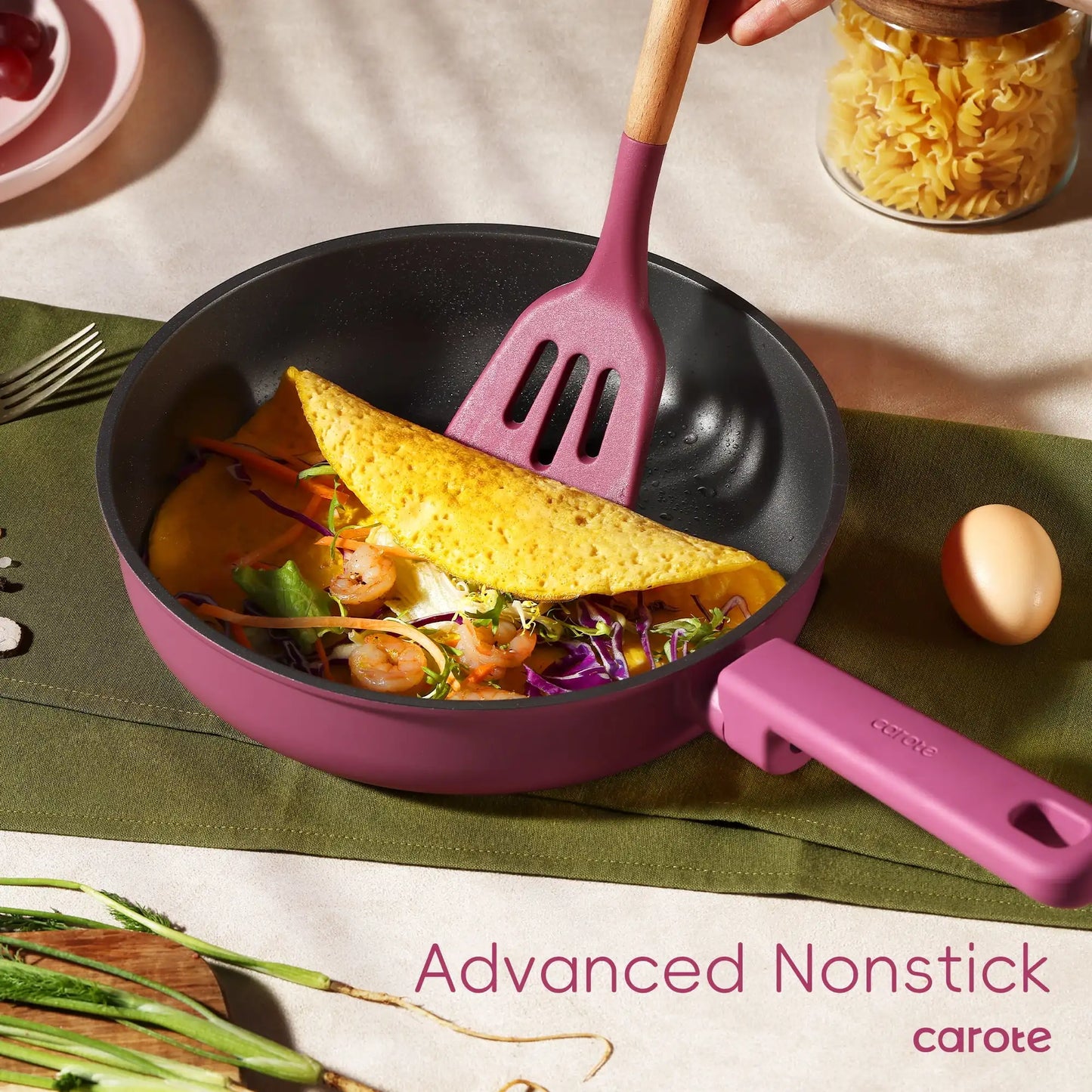 Kitchen Cookware Sets, Nonstick Pots and Pans Set, Induction Cookware, 17 Pcs, Rose Pink