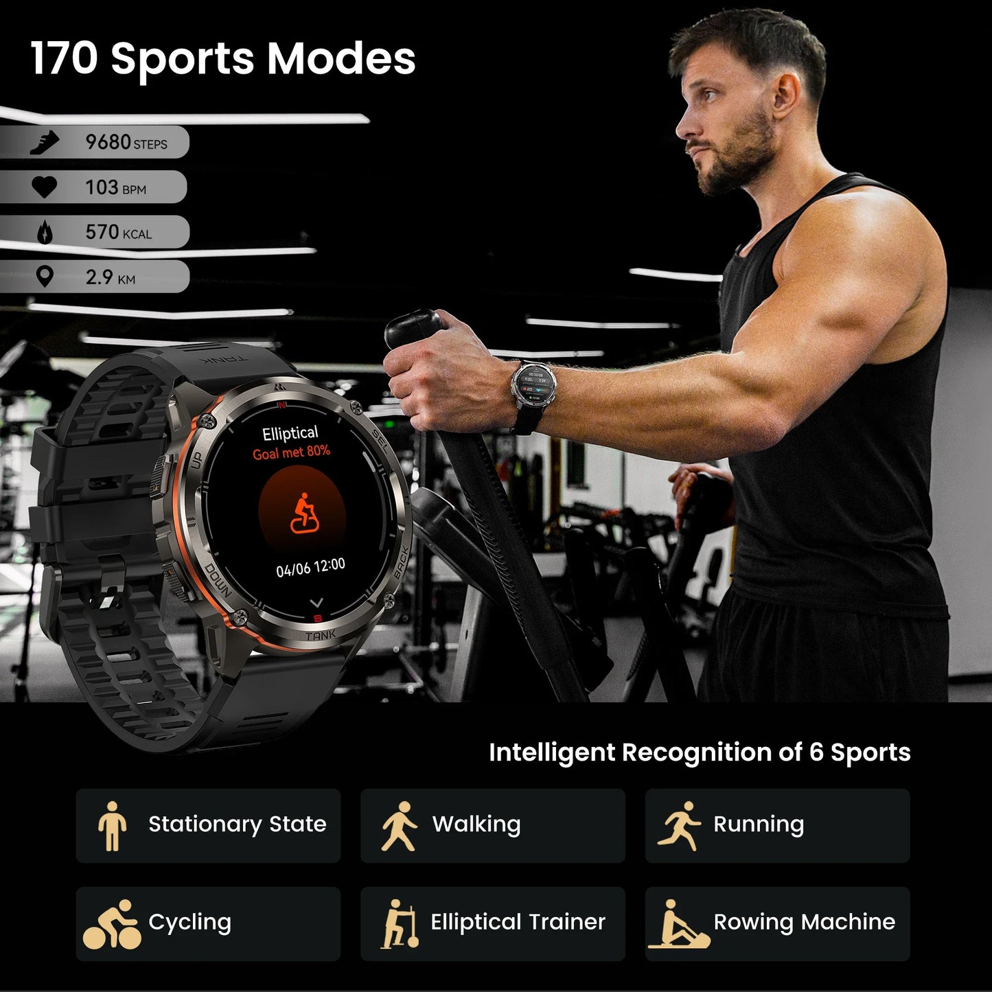 KOSPET TANK T3 Ultra 2 GPS Smart Watch for Men Bluetooth Call 5ATM IP69K Waterproof Men's Watch Stainless Steel Health Monitor