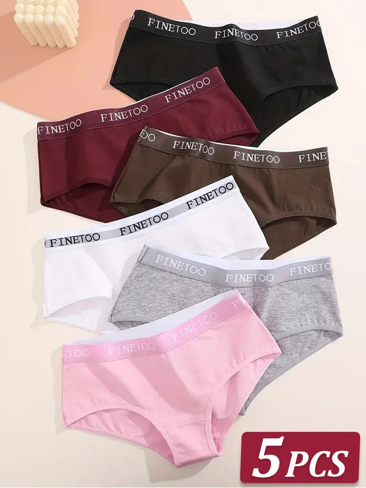 5 Pcs Set Women Cotton Mid Rise Sexy Seamless Panties Solid Color Bikini Underwear S-XL Intimates Briefs