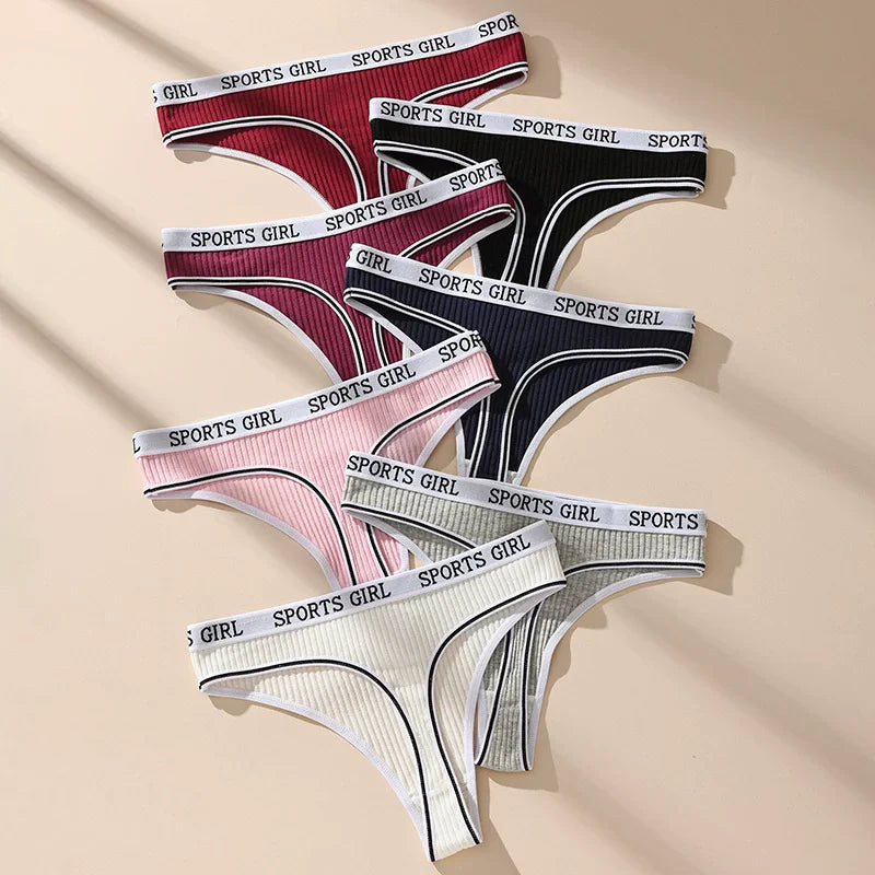 7 Pieces Women Thongs Low Waist Sexy Underwear Cotton G String Breathable Ladies Panty Female Lingerie