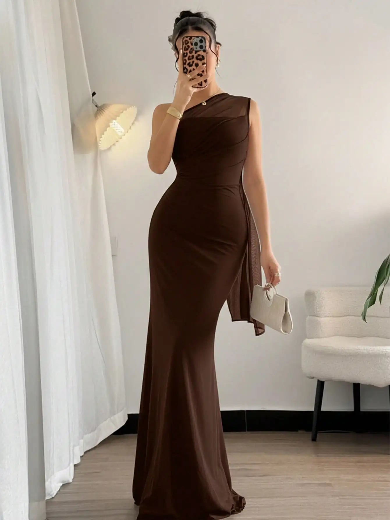 Elegant Asymmetrical One Shoulder Long Dress For Party Beach Wedding
