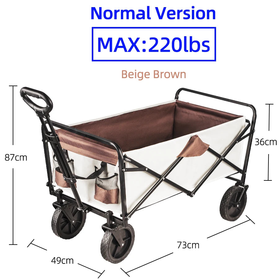 Collapsible Folding Utility Beach Cart Wagon Heavy Duty Large Capacity Portable Garden Camping Trolley
