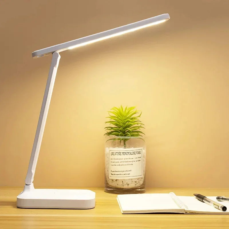 Folding Table Lamp Eye Protection Touch Dimmable LED Desk Lamp for Bedroom Bedside Study and Student Reading USB Plug-in Night Light