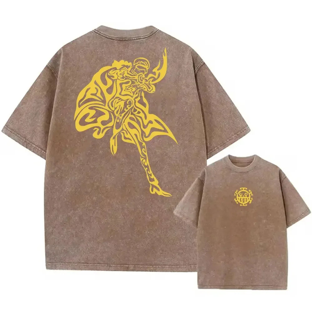 Hip Hop Men Streetwear T Shirt Retro Vintage Washed Tops