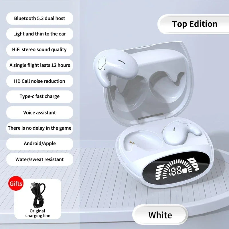 Sleep Bluetooth Headphones Noise Cancelling Wireless Music Sports TWS 538 Thin Earbuds with Digital Display