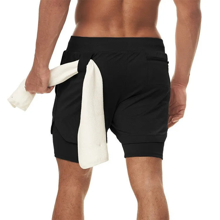 Camo Running Shorts for Men 2 in 1 Quick Dry Workout Training Gym Fitness Jogging Shorts