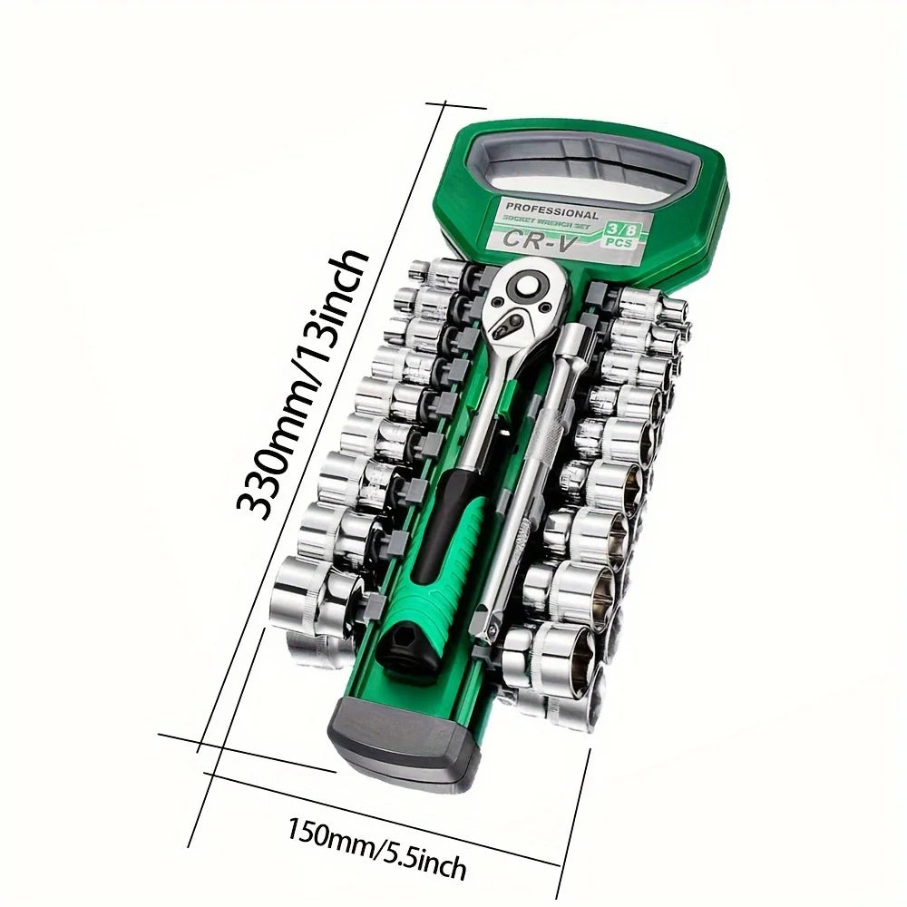24 Tooth Drive Socket Set 1/4 Inch 3/8 Inch 1/2 Inch Ratchet Socket Wrench Set Compact Sockets Set for Car Repair Mechanic Tool