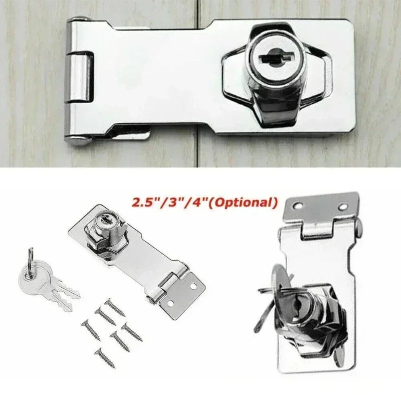 Garage Lock Office Cabinet Security Lock Hardware Locking Hasp Heavy Duty Locking Hasp Staple With Keys Padlock Cupboard Shed