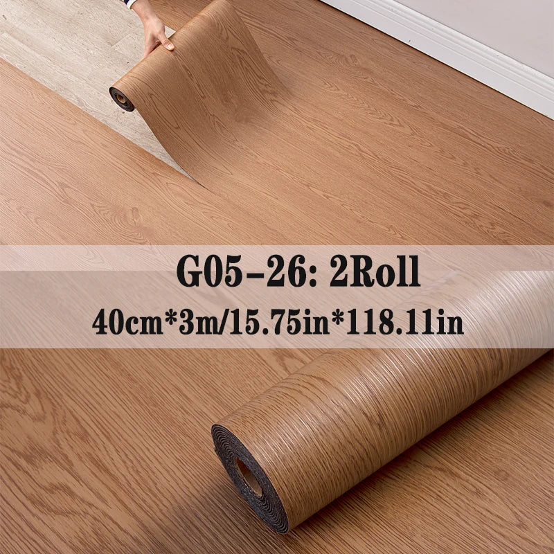 Peel and Stick Floor Tile，2 Roll Vinyl Flooring Roll 15.75"x 118.11"/25.8Sq.Ft Wood Grain Peel Stick Floor Tiles