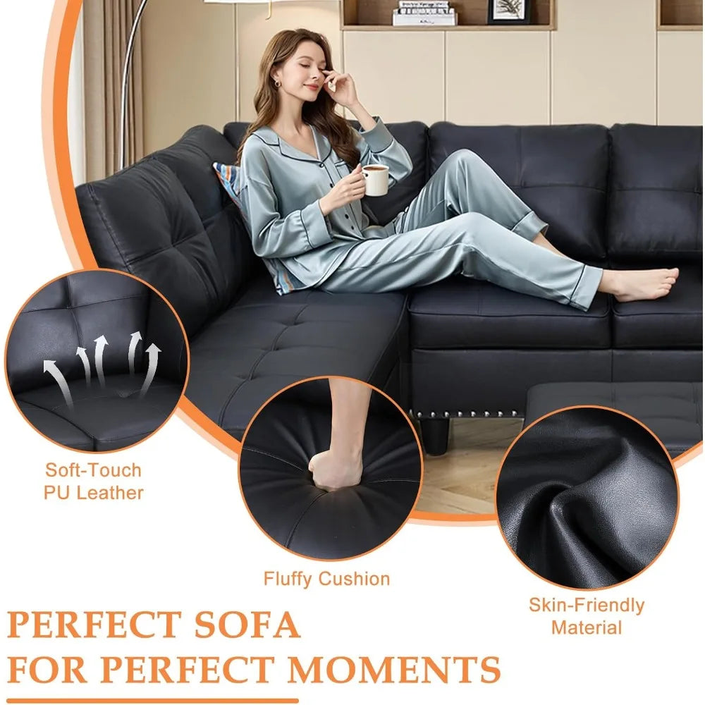 ZHUXIANG L Shape Sectional Sofa Couch Modern Living Set