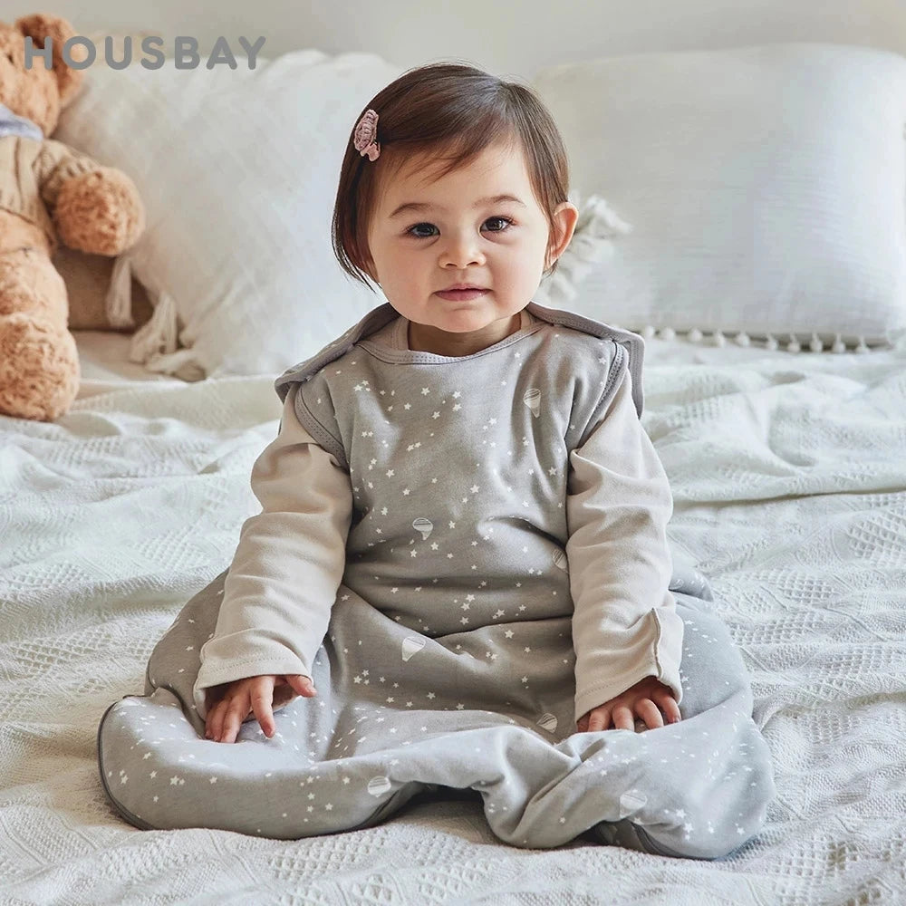 Sleeping Bags For Baby 0 To 24 Months Anti Kick Blanket Infant Quilt Sleepwear 2.5 Tog Stars Print Spring 100 Percent Cotton Vest Sleepsacks