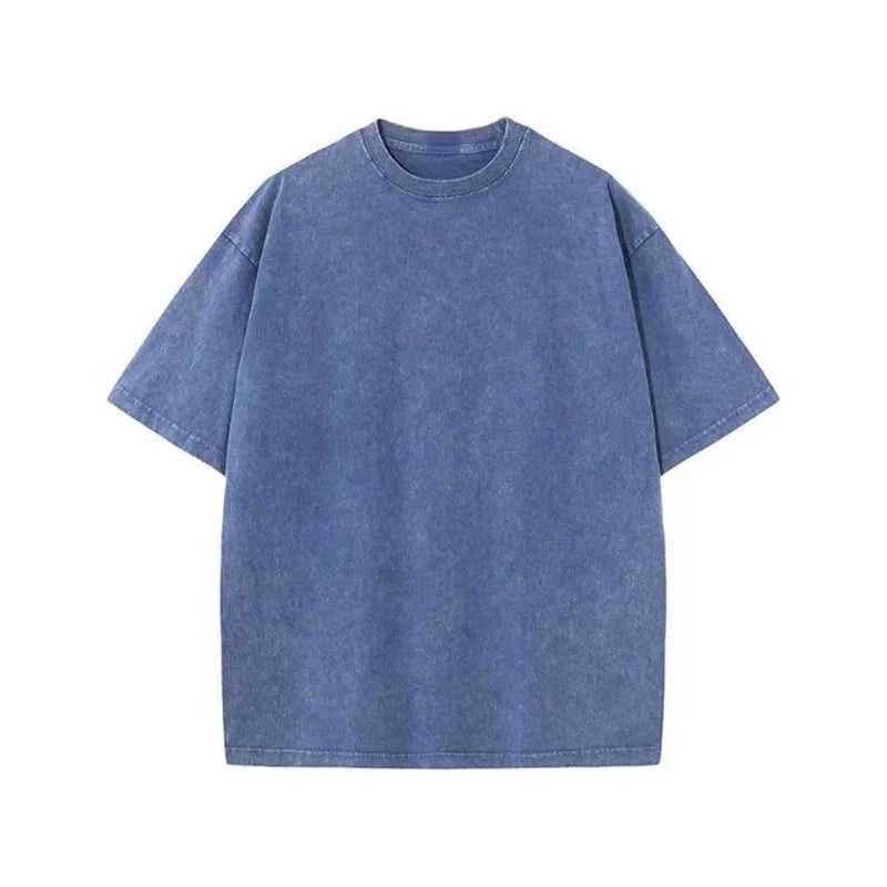 Korean Fashion Washed Vintage T Shirt Men Hip Hop Retro Tops