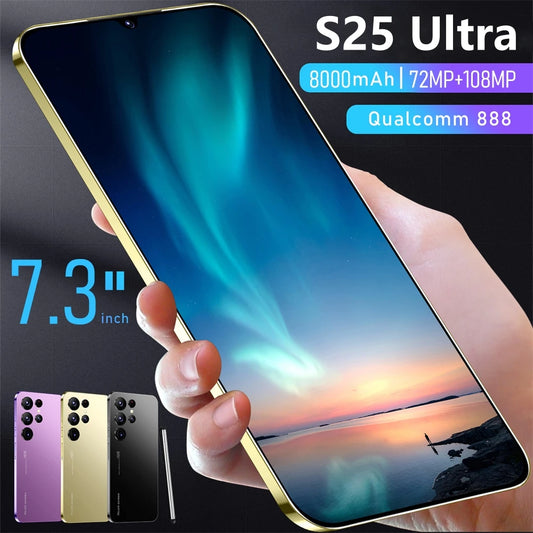 S25 Ultra Smartphone 22TB Plus 2TB Global Version 7.3 Inch HD Full Screen 4G 5G Dual SIM Cell Phone 8000mAh 10 Core Super Game Phone