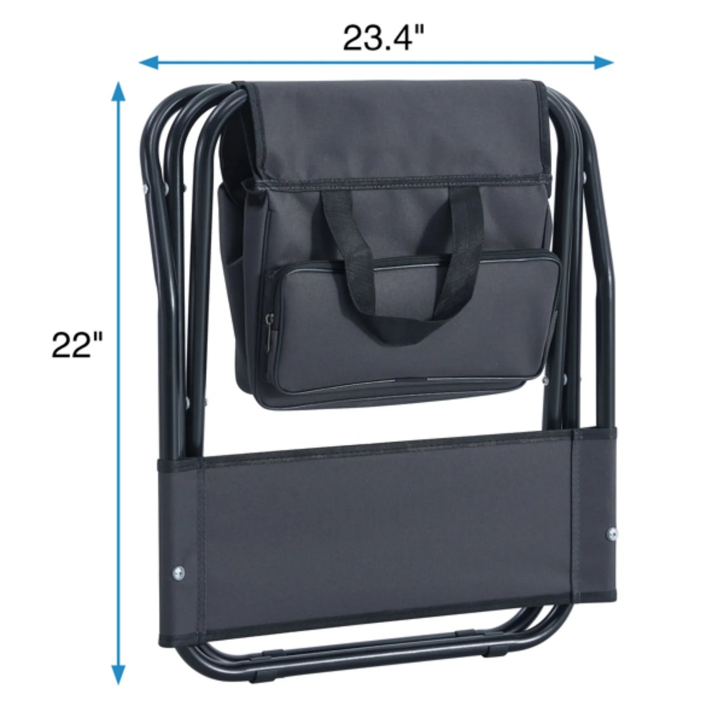 Set of 3 Folding Outdoor Table and Chairs Set Portable Black Aluminum Alloy