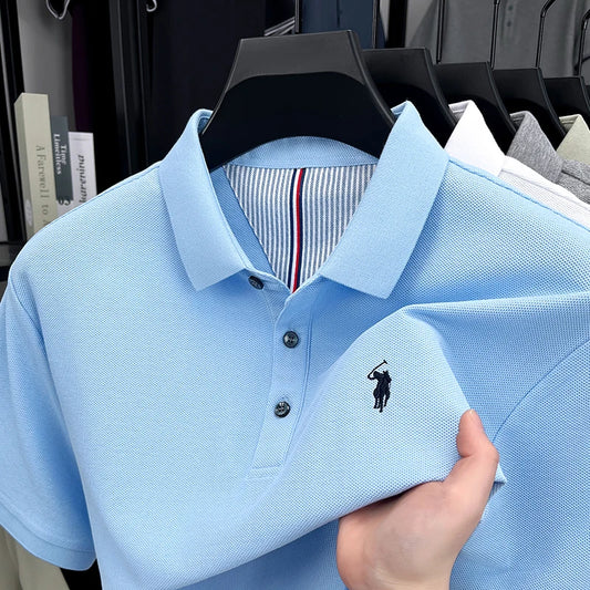 High End Brand Pure Cotton Short Sleeve Polo Shirt Men Summer Fashion Exquisite Pony Embroidery Comfort Business Casual T-Shirt