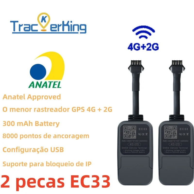 2pcs EC33 4G GPS Tracker with 300mAh Battery Tracker King Smallest Relay GPS Tracker with Alarm