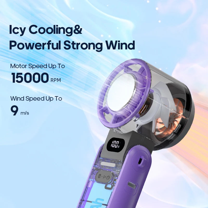 Kinscoter Outdoor Foldable Portable Handheld Fan Mini Cooling Rechargeable 3600mAh High Speed Turbo Fan