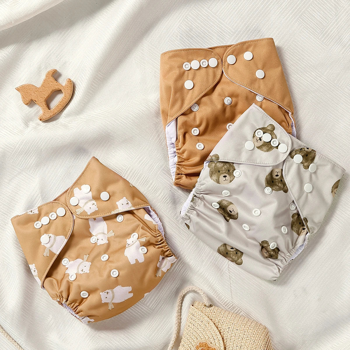 3PCS Washable Adjustable Diapers Soft Skin Friendly Breathable Comfortable for 3 to 15kg Babies
