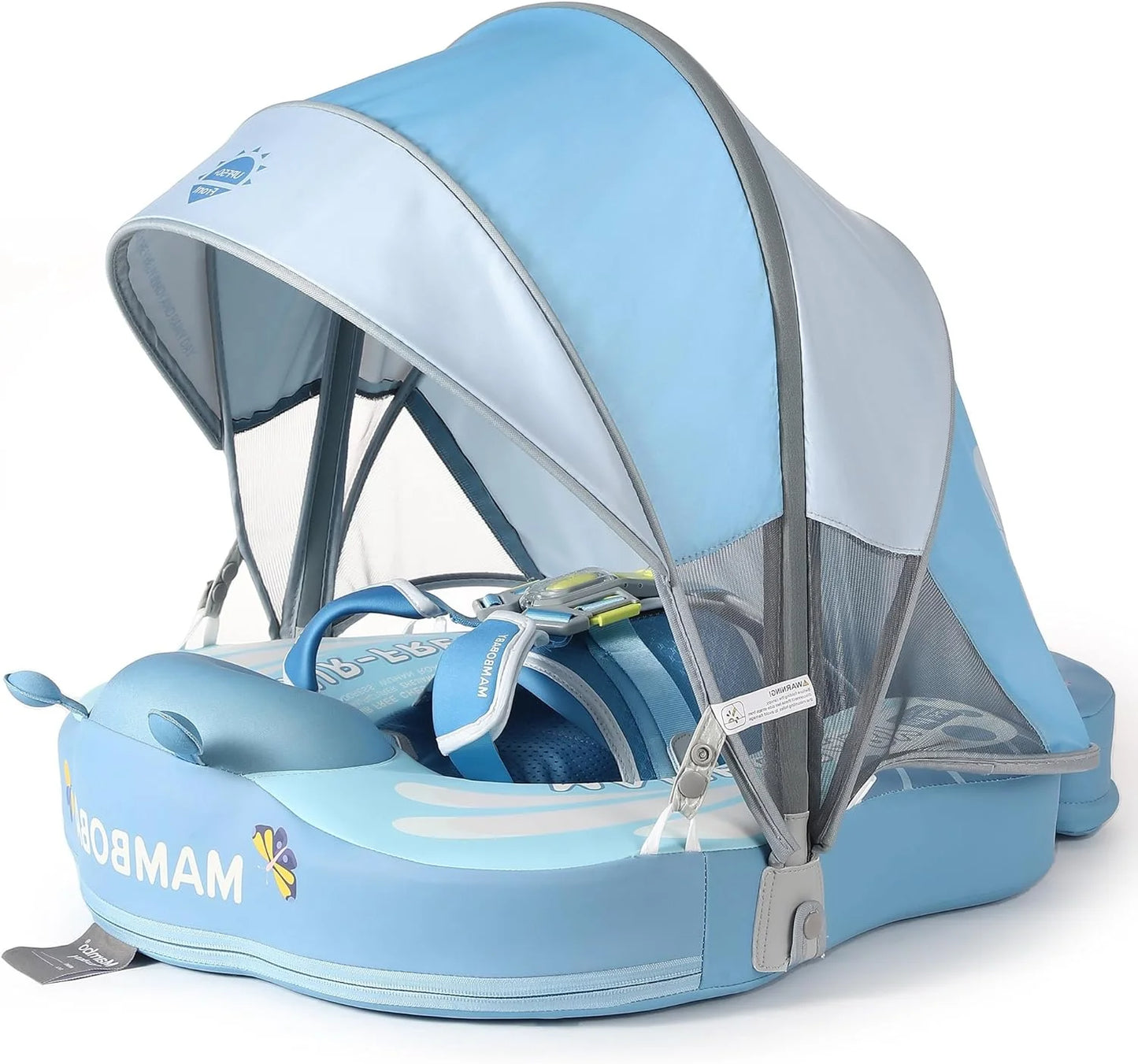 HECCEI Float Add Tail Newest Mambobaby Swim Float with Canopy Solid Pool Infant Swim Trainer Swimming Lying Waist 3-24 Months