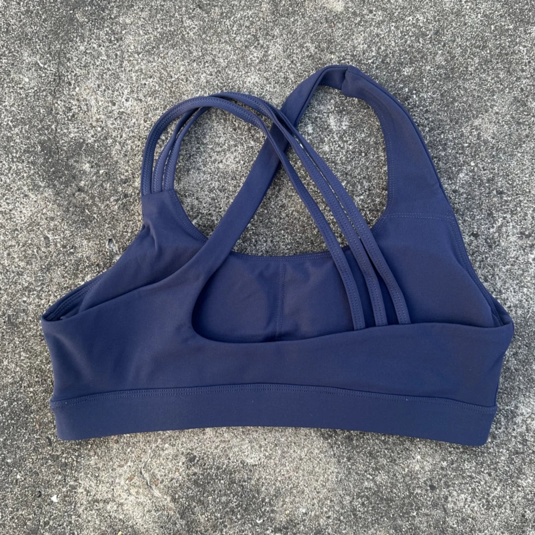 Solid Color Butter Cross Gym Yoga Underwear Women Cross Back Shoulder Straps Fitness Sport Bra High Impact Push Up Top With Pad