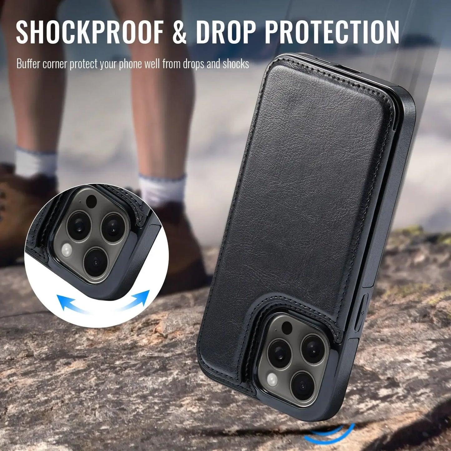 Wallet Card Holder Case for iPhone 16 15 14 13 12 11 Pro Max XS XR Leather Cover