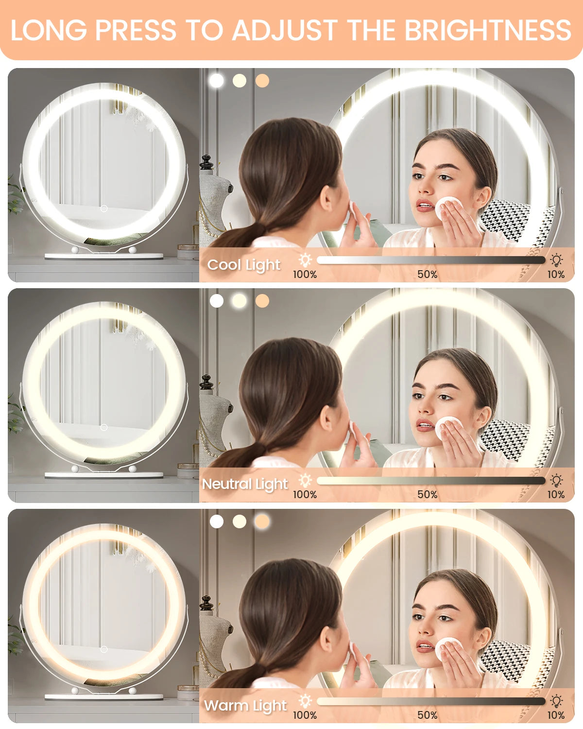 Samson Shopping 25 Round LED Vanity Mirror 3 Lighting Modes