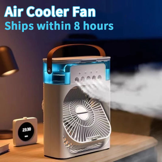 New 3 In 1 Mini Air Conditioner Household Fan with LED Night Light Portable Humidifier and Adjustable Air Flow for Office and Home
